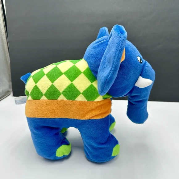 King Plush Elephant Blue Green 11” Stuffed Animal Animated Soft Cuddly - Picture 3 of 11